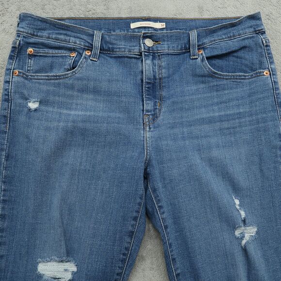 Levi's Jeans Women's Size 32 Blue Mid-Rise Boyfriend 26.5" Inseam Distressed - Picture 13 of 16